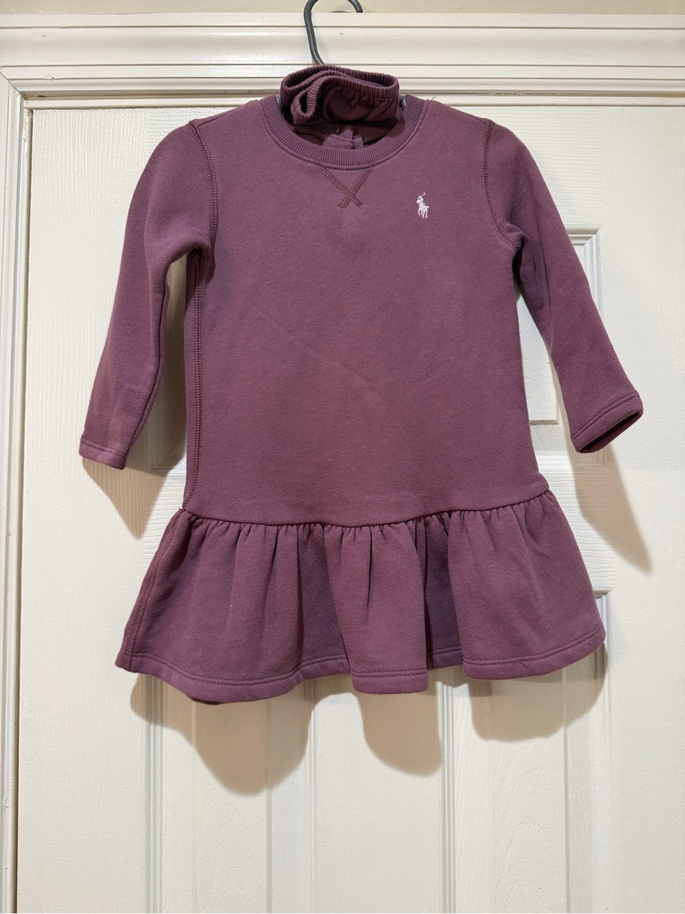 Ralph Lauren Girls' Mauve Ruffle-Hem Sweatshirt Dress